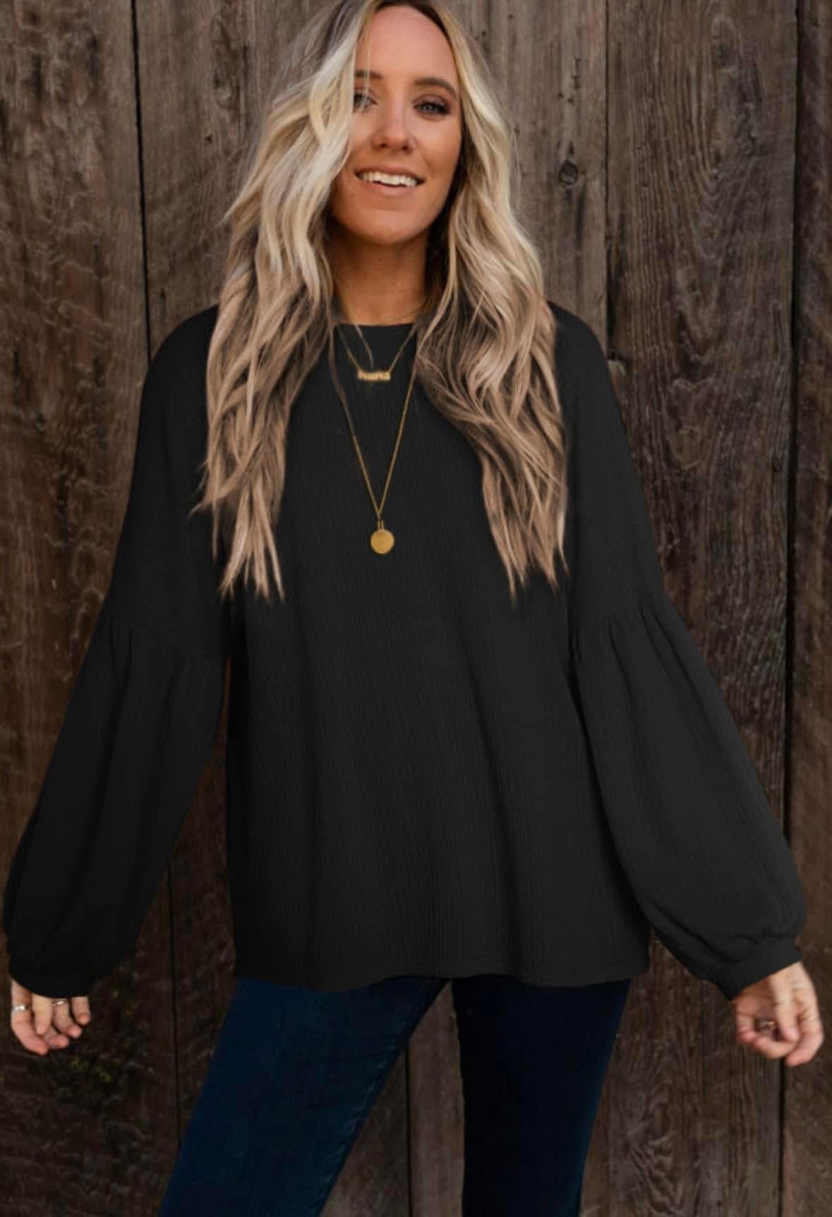 Black puffy sleeve top