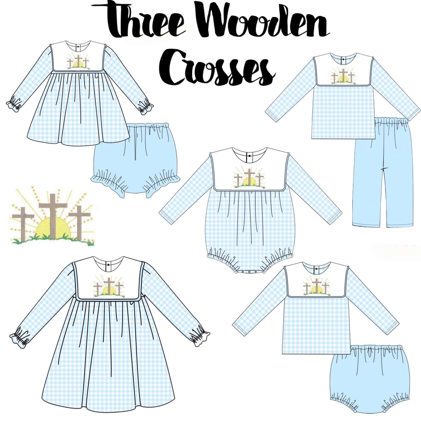 Three wooden crosses