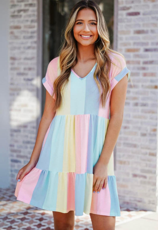 Multi color striped dress