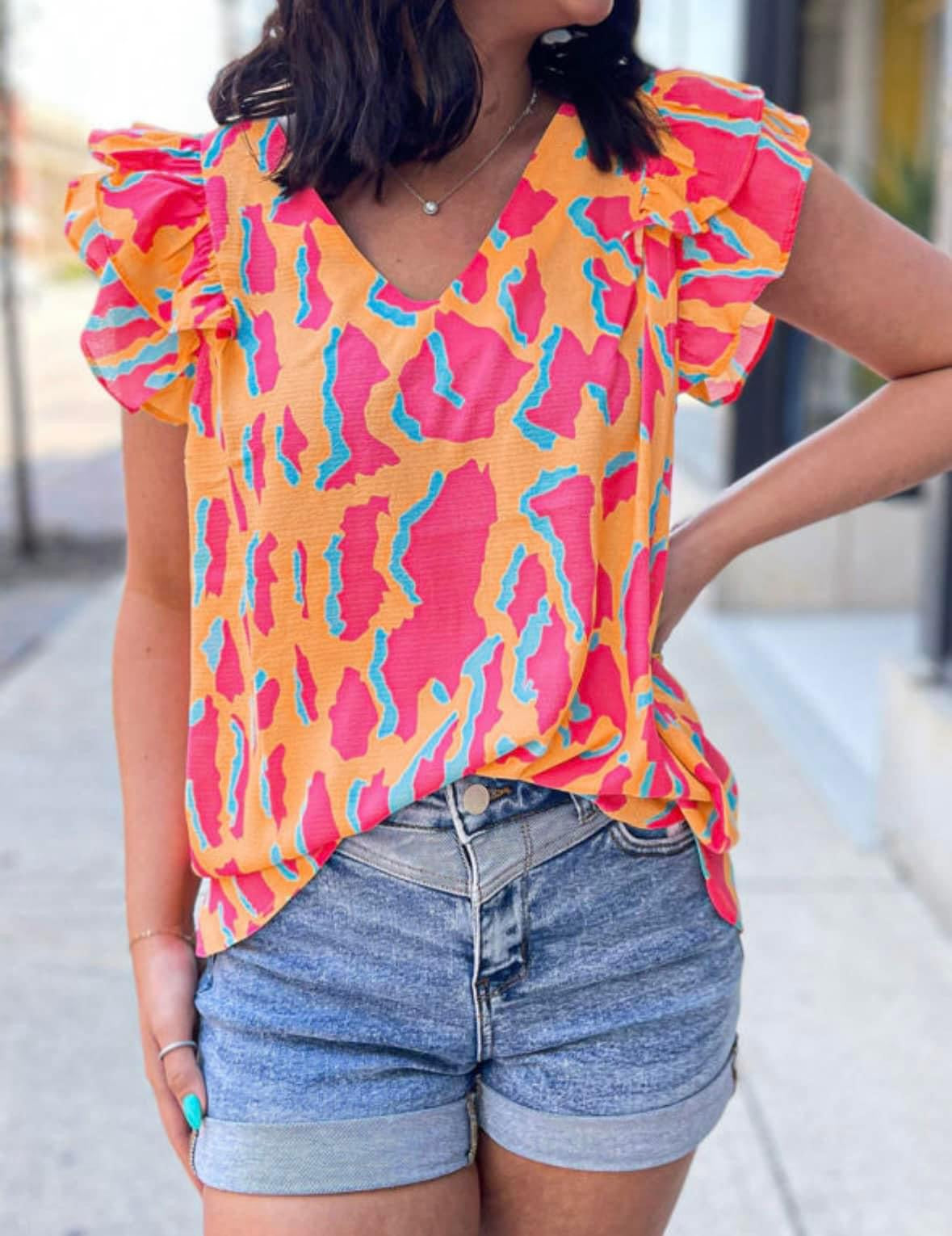 Orange abstract top