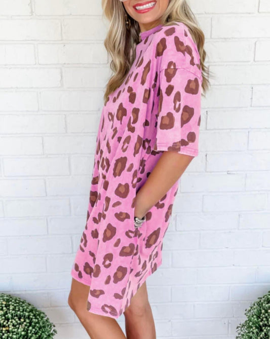 Pink leopard dress