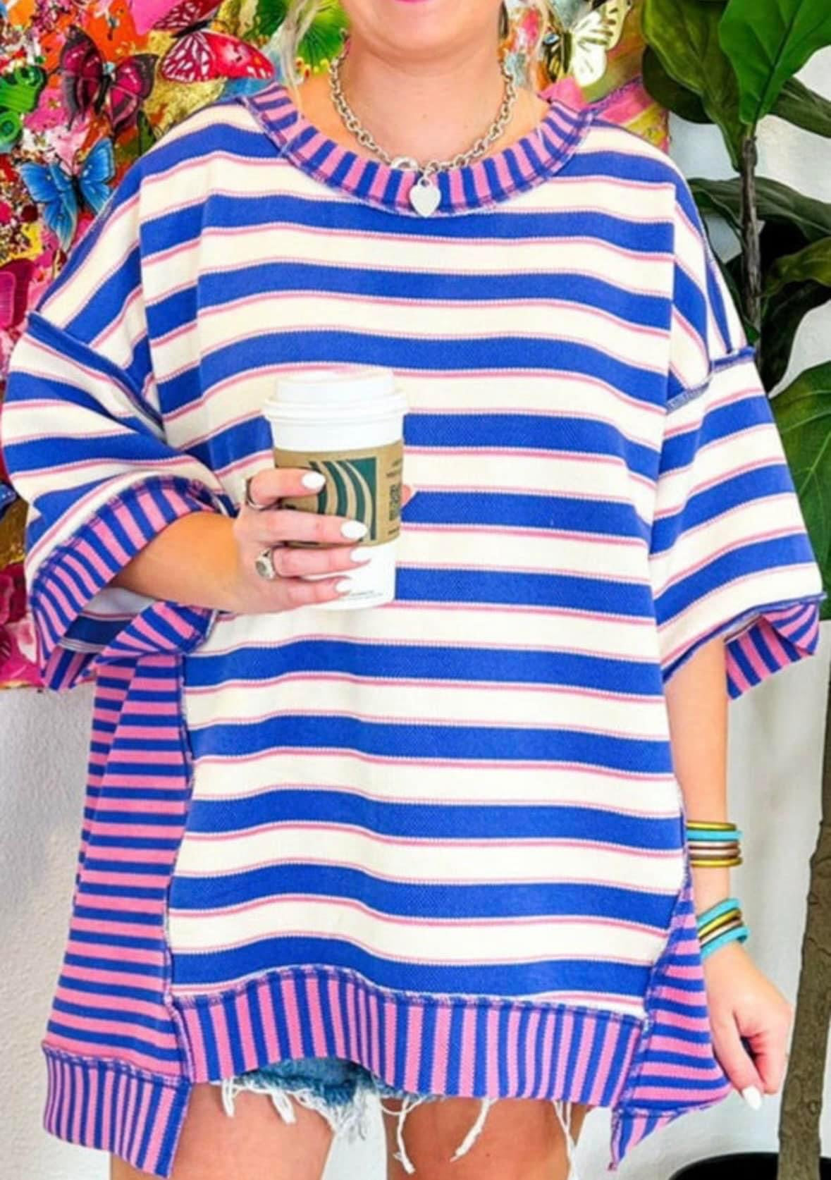 Blue stripe top